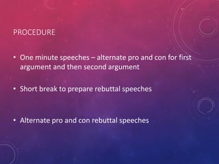Pro Con Pattern Speech Example step by step to begin the comunications ya | PPT