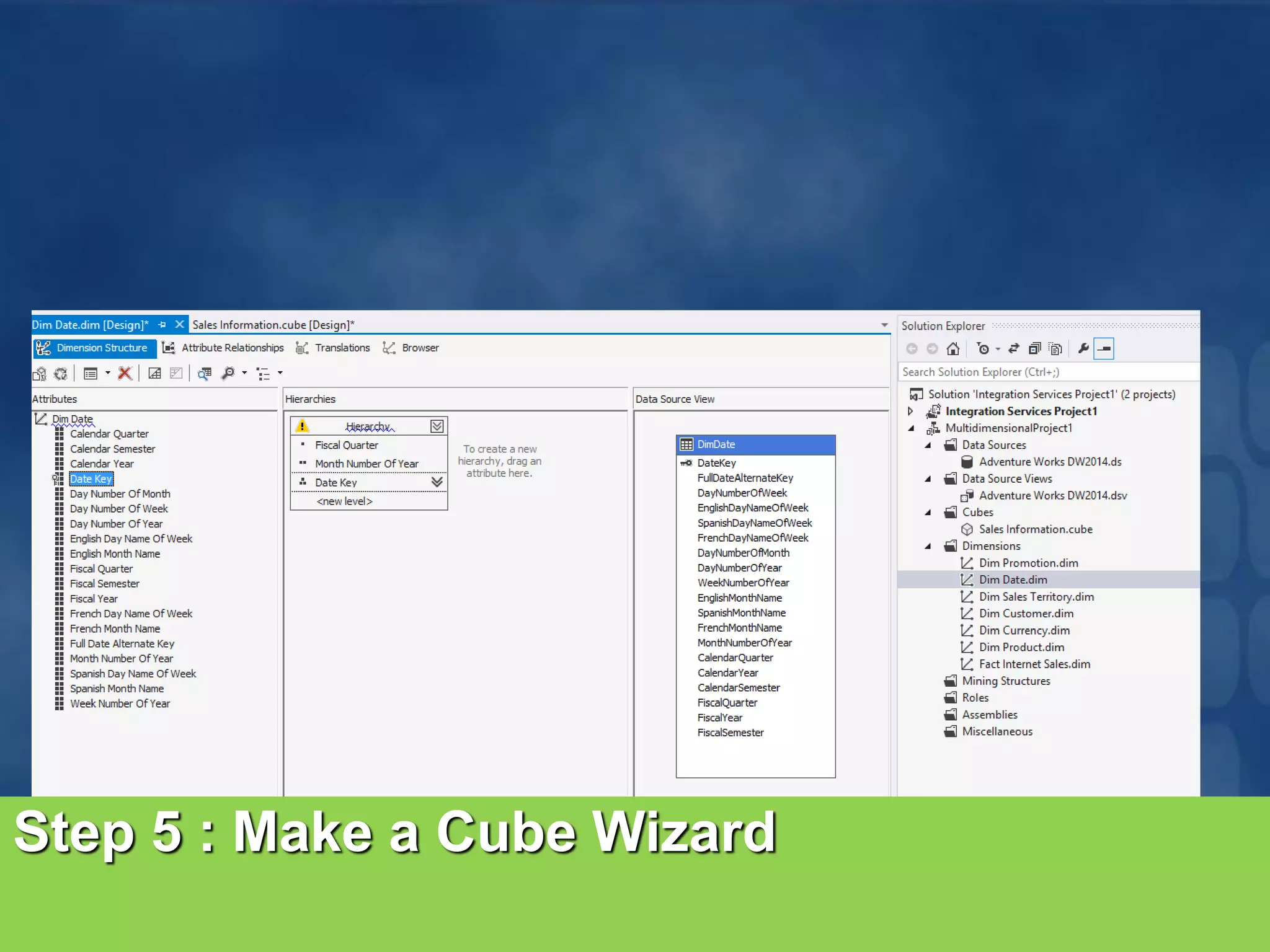 Step 5 : Make a Cube Wizard 