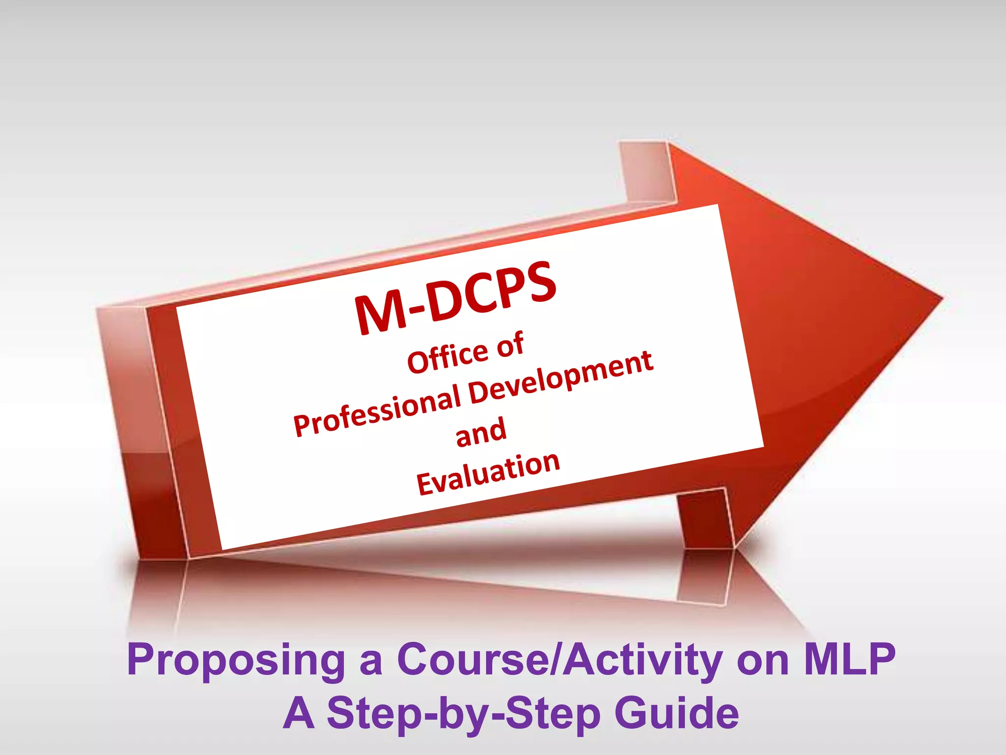 Proposing a Course/Activity on MLP 
A Step-by-Step Guide 
 