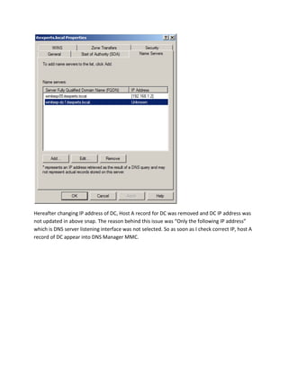 Mmc Ip Step by step guide to switch ip address of 2 domain controllers | PDF