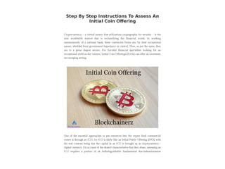 Step by step instructions to assess an initial coin offering