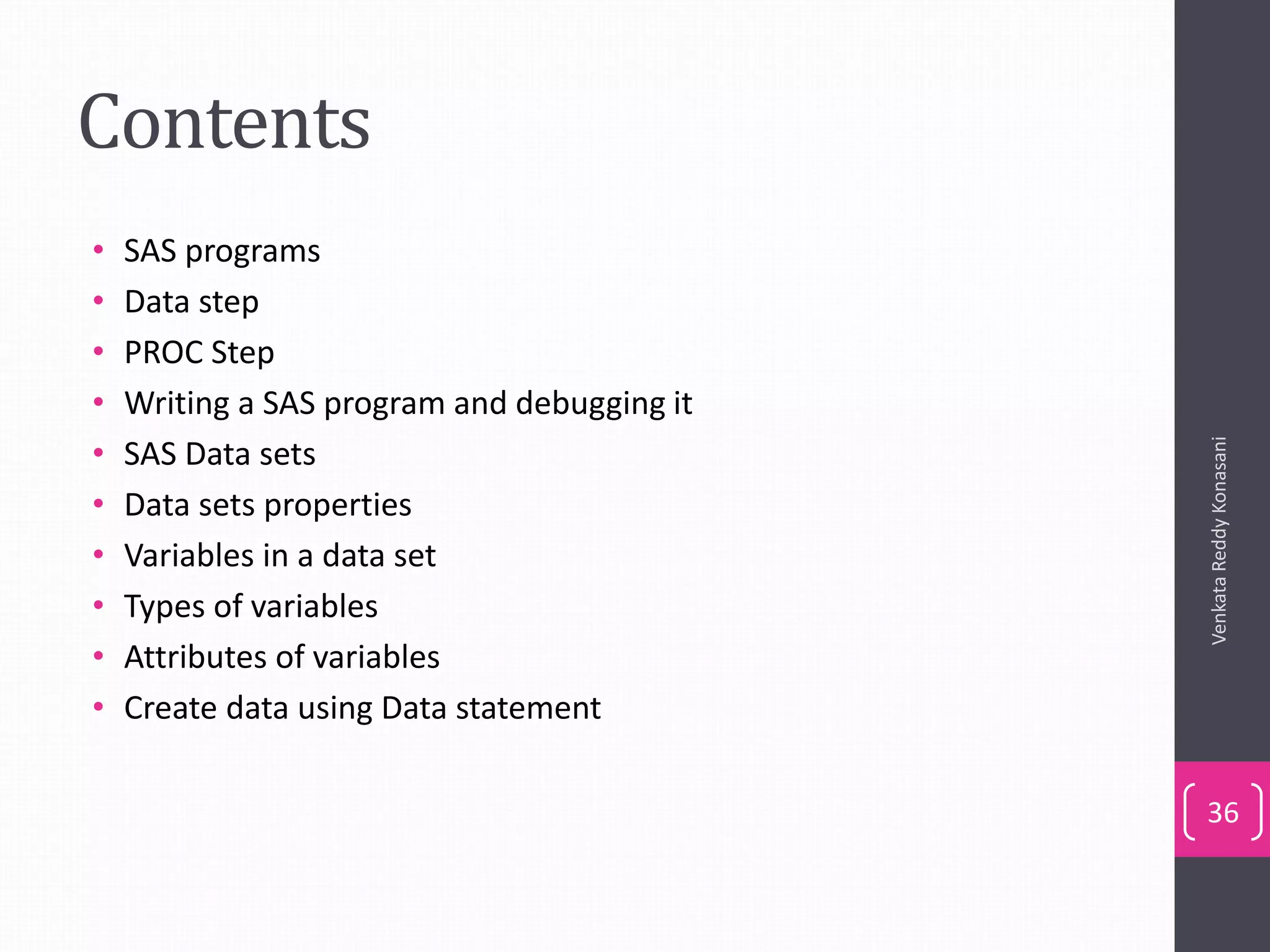 SAS basics Step by step learning | PPTX