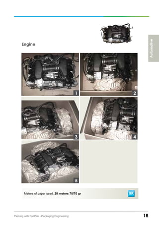 18Packing with PadPak - Packaging Engineering
Engine
Meters of paper used: 20 meters 70/70 gr
Automotive
3
1 2
4
5
SR
 