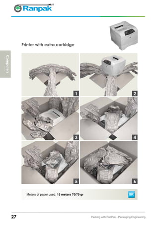 27 Packing with PadPak - Packaging Engineering
Printer with extra cartridge
Meters of paper used: 16 meters 70/70 gr SR
3
1 2
4
65
Computers
 