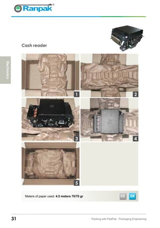 31 Packing with PadPak - Packaging Engineering
Cash reader
Meters of paper used: 4.5 meters 70/70 gr
3
1 2
4
5
Electronics
CC SR
 
