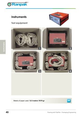45 Packing with PadPak - Packaging Engineering
Meters of paper used: 12.5 meters 70/70 gr
Instruments
Test equipment
SR
3
1 2
4
Instruments
 