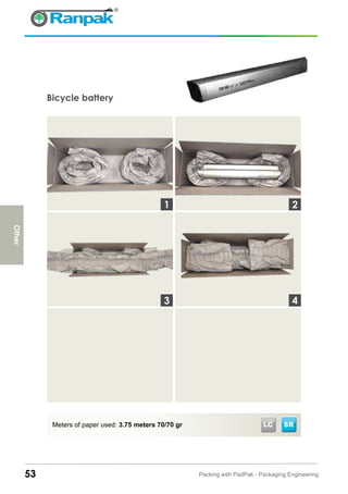 Bicycle battery
53 Packing with PadPak - Packaging Engineering
Meters of paper used: 3.75 meters 70/70 gr SR
3
1 2
4
Other
LC
 
