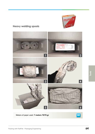 Heavy welding spools
64Packing with PadPak - Packaging Engineering
Meters of paper used: 7 meters 70/70 gr SR
3
1 2
4
65
Tools
 