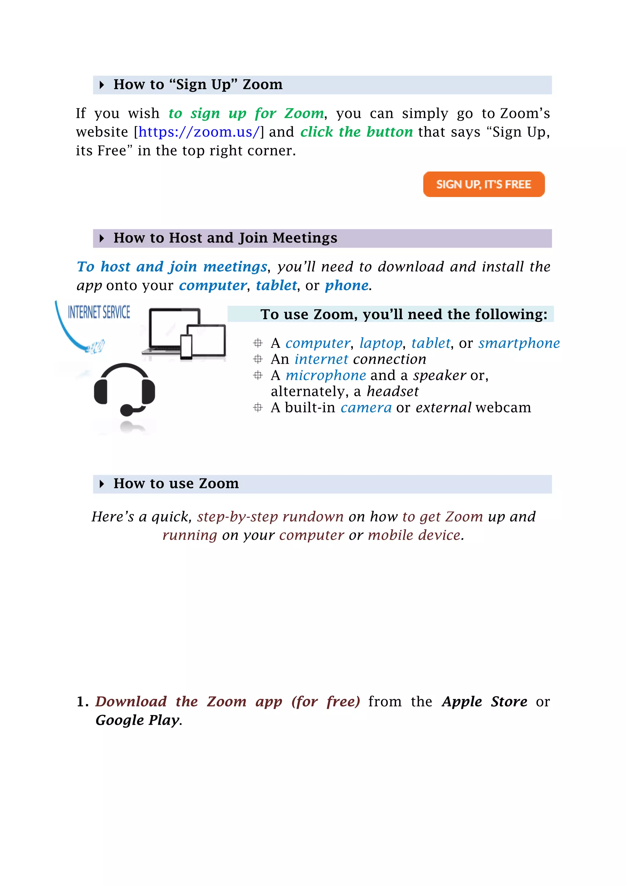 Step by Step Tutorial to Use Zoom Meeting Software with Mobile and PC | PDF