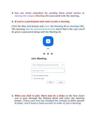 Virtual Meetings Using Zoom Instructions.pdf Step by Step Tutorial to Use Zoom Meeting Software with Mobile and PC | PDF