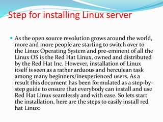 Step for installing linux server | PPTX