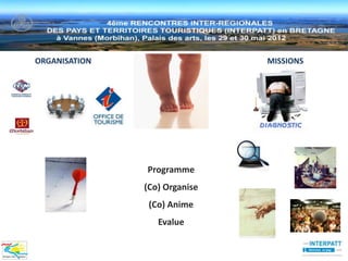 ORGANISATION                   MISSIONS




               Programme
               (Co) Organise
                (Co) Anime
                  Evalue
 