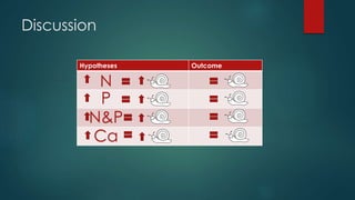 Discussion 
Hypotheses Outcome 
N 
P 
N&P 
Ca 
 