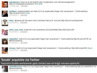 ‘koude’ acquisitie via Twitter
Twynstra Gudde werknemer gaat contact aan en krijgt nieuwe opdracht
 