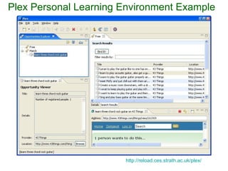 Plex Personal Learning Environment Example http://reload.ces.strath.ac.uk/plex/   