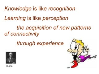Knowledge  is like  recognition Learning  is like  perception the acquisition of new patterns of connectivity through experience Hume 
