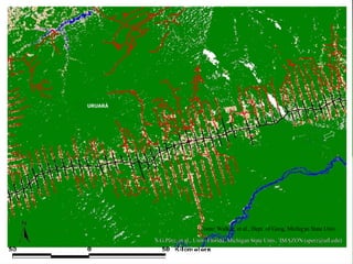 Fonte: Walker, et al., Dept. of Geog, Michigan State Univ. S.G.Perz, et al., Univ. Florida, Michigan State Univ,  IMAZON (sperz@ufl.edu) URUARÁ TRANSAMAZON HWY BR-230 TO ALTAMIRA IRIRI RIVER LEGEND 