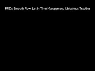 RFIDs: Smooth Flow, Just in Time Management, Ubiquitous Tracking 