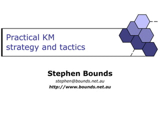 Practical KM  strategy and tactics Stephen Bounds [email_address] http://www.bounds.net.au 