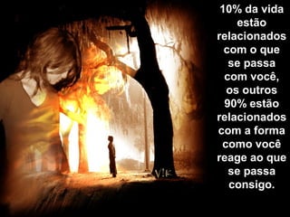 Prado Slides – Cidreira / RS
.
10% da vida
estão
relacionados
com o que
se passa
com você,
os outros
90% estão
relacionados
com a forma
como você
reage ao que
se passa
consigo.
 