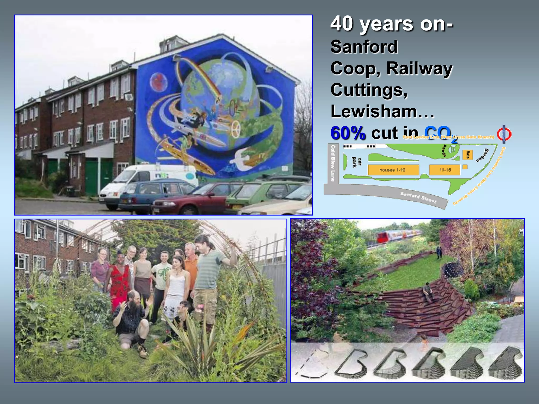 40 years on-
Sanford
Coop, Railway
Cuttings,
Lewisham…
60% cut in CO2
 