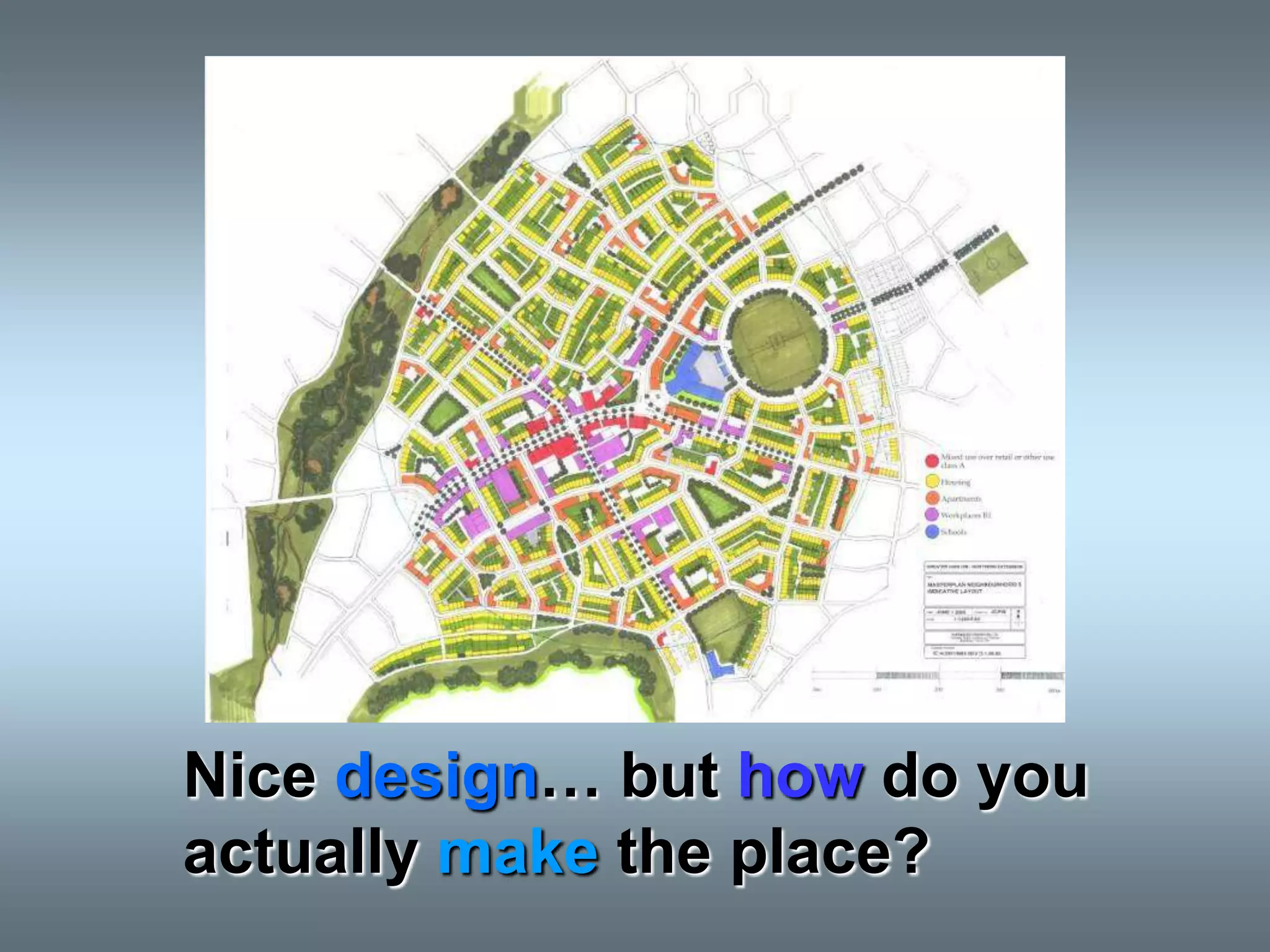 Nice design… but how do you
actually make the place?
 