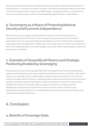 Sovereignty Application Benefits Of Being A Sovereign State | PDF