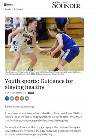 Youth sports: Guidance for stayig healthy