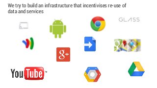 We try to build an infrastructure that incentivises re-use of 
data and services 
 