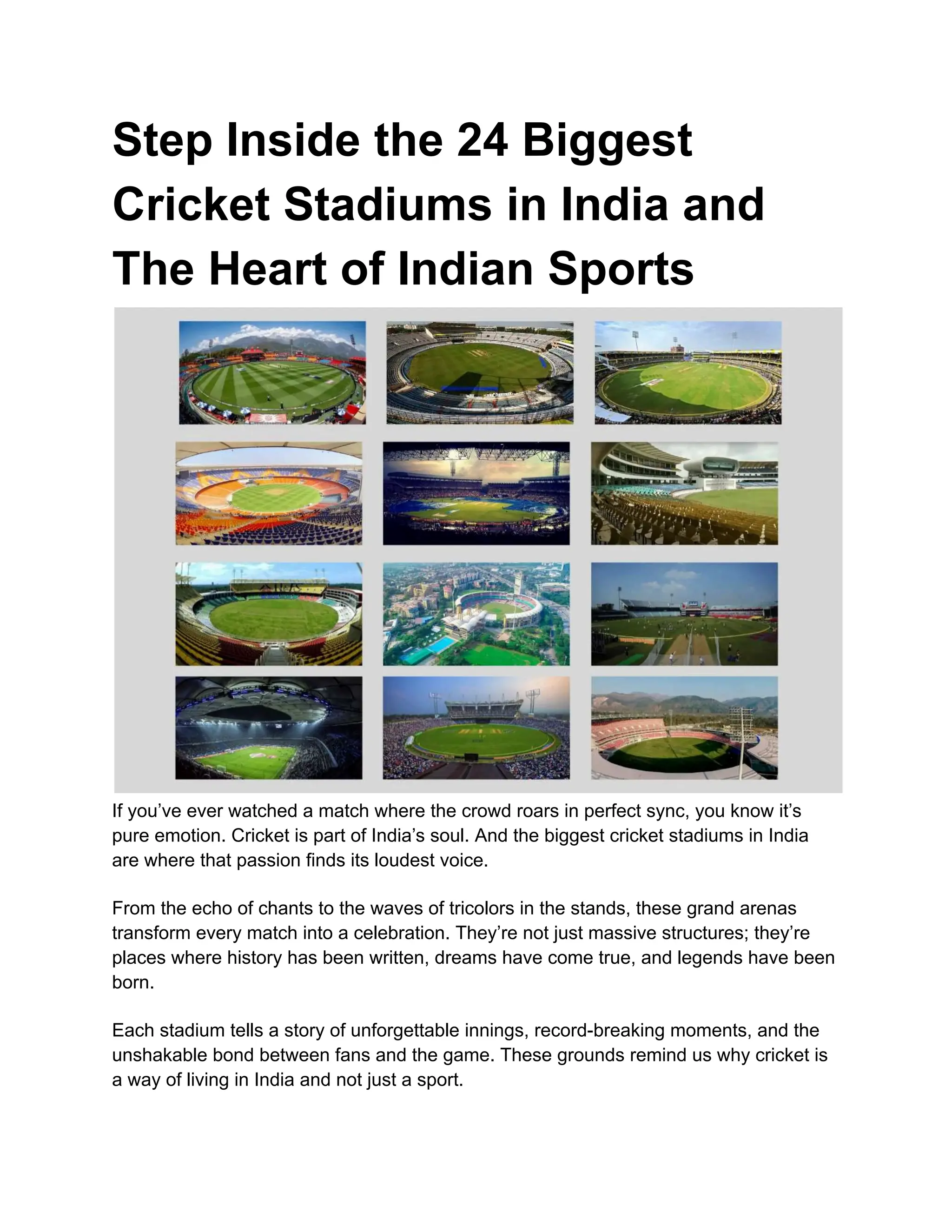 Step Inside the 24 Biggest Cricket Stadiums in India and The Heart of ...