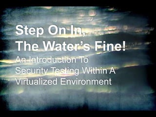 Step On In,
The Water’s Fine!
An Introduction To
Security Testing Within A
Virtualized Environment
 