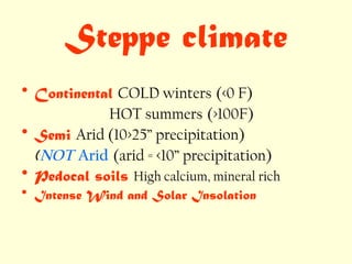 Steppe climate ,[object Object],[object Object],[object Object],[object Object],[object Object],[object Object]