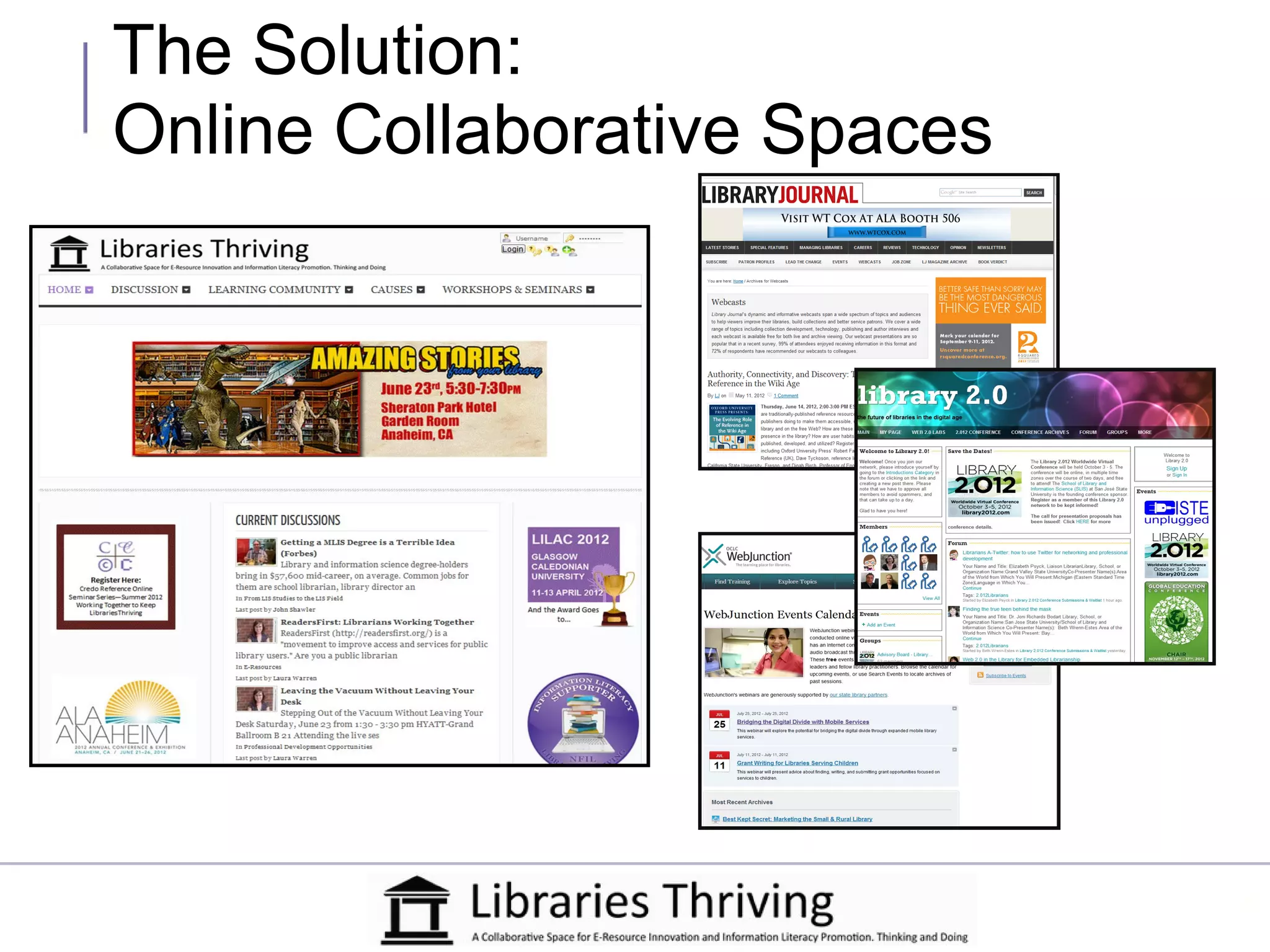 The Solution:
Online Collaborative Spaces
 