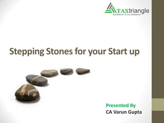 Stepping Stones for your Start up
Presented By
CA Varun Gupta
 