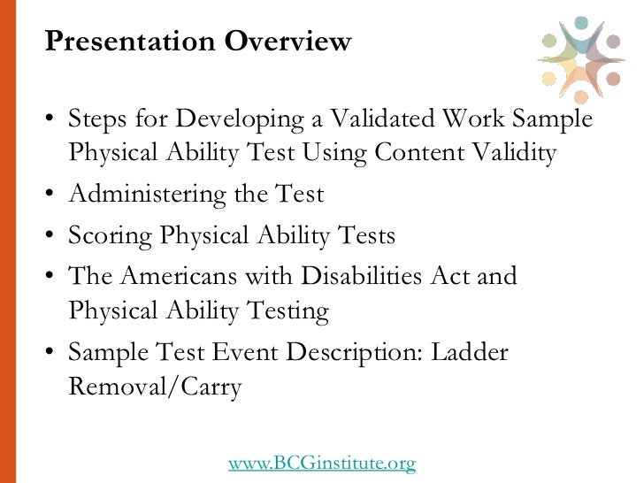 Developing and Validating “Work Sample” Physical Ability Tests (Overv…
