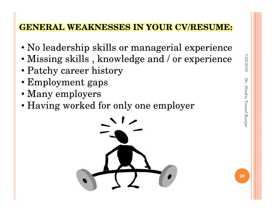 strengths and weaknesses in resumes