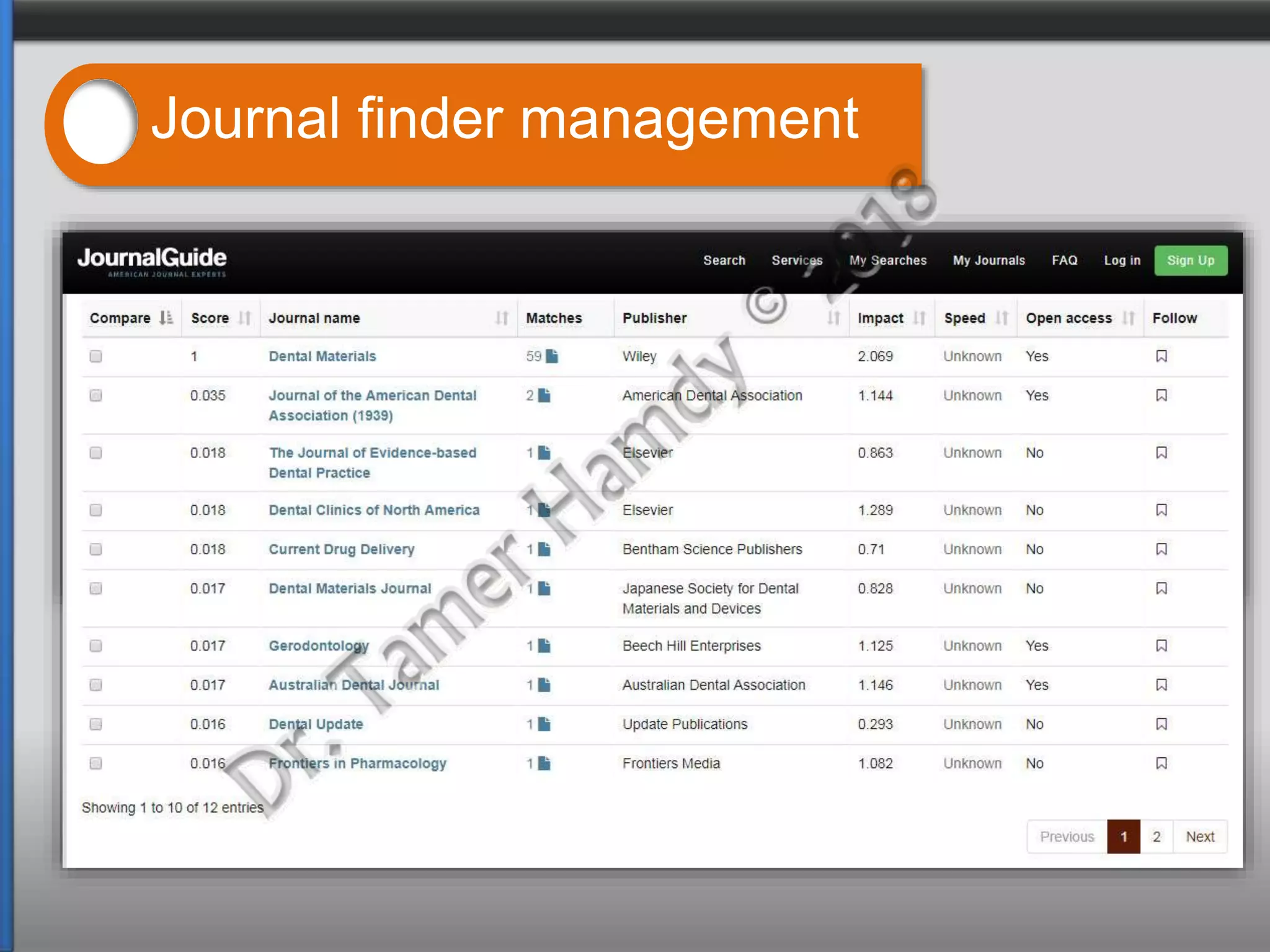 Journal finder management
 