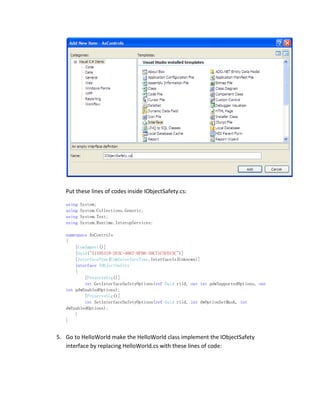 Steps how to create active x using visual studio 2008 | PDF