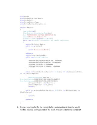 Steps how to create active x using visual studio 2008 | PDF