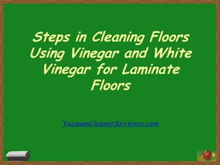 Steps in Cleaning Floors
Using Vinegar and White
 Vinegar for Laminate
         Floors

    VacuumCleanerReviewss.com
 