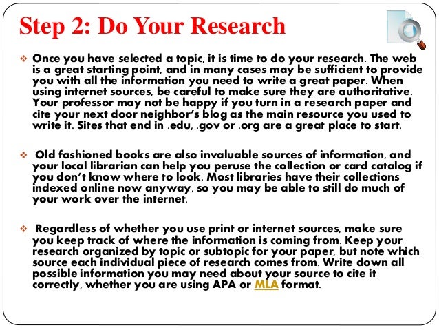 Steps to a research paper