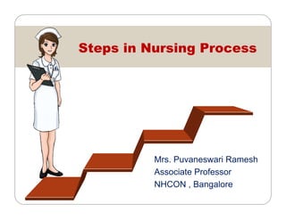 Mrs. Puvaneswari Ramesh
Associate Professor
NHCON , Bangalore
Steps in Nursing Process
 