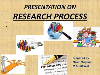 PRESENTATION ON
RESEARCH PROCESS.
• .
.
Prepared by
Nasir Mughal
M.Sc MCWM
 