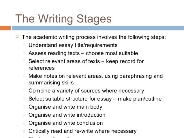 enumerate stages of writing an essay