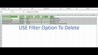 USE Filter Option To Delete