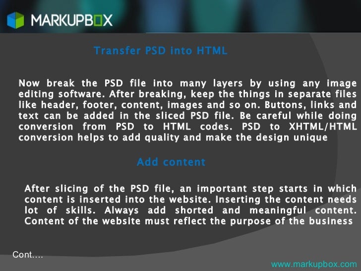 Steps involved in psd to html slicing