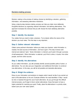 Steps of decision of making process | DOCX