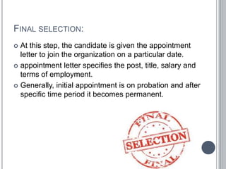 Steps of selection in management | PPTX