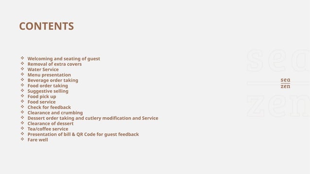 Steps of Service - Service Sequence in a restaurant | PPTX