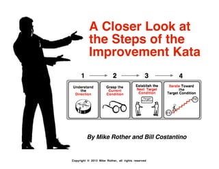 © Mike Rother Steps of the Improvement Kata 1
A Look at the
Pattern of the
Improvement Kata
By Mike Rother
 